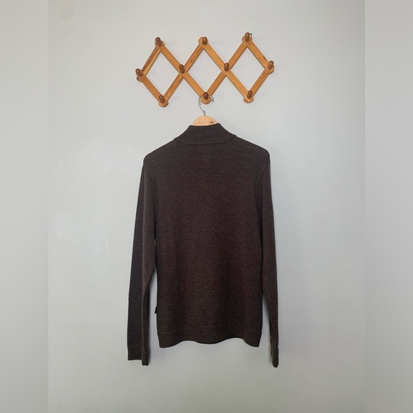 Patagonia Mens Brown Lambswool Blend Pullover Quarter Zip Sweater SZ M - Picture 2 of 7